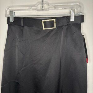 JH COLLECTIBLES NEW Long Pencil Skirt Womens 10 Black Belt Rhinestones Lined